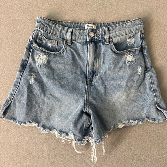 Simple Socity Jean Shorts Junior's 3/26 Cut Offs Denim Casual Distressed - Picture 1 of 6